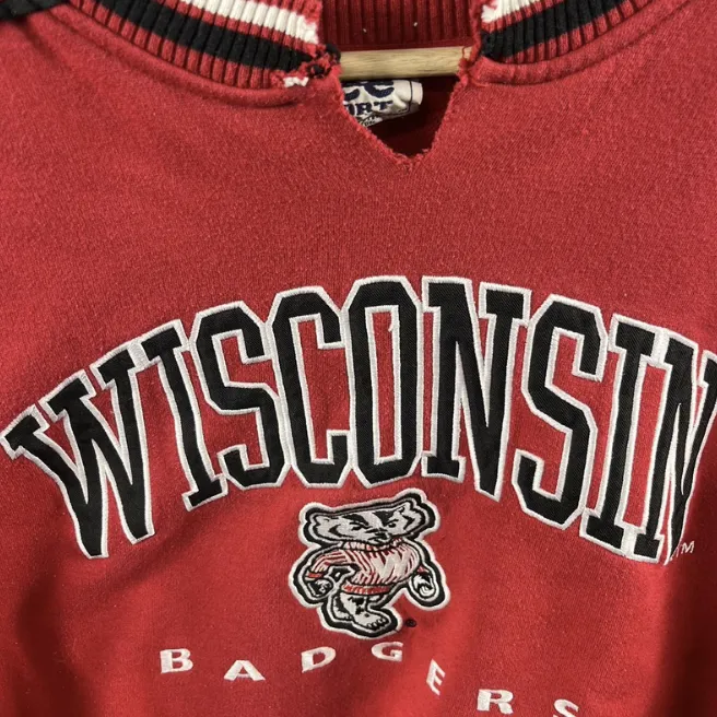 Vintage Wisconsin Striped Crew