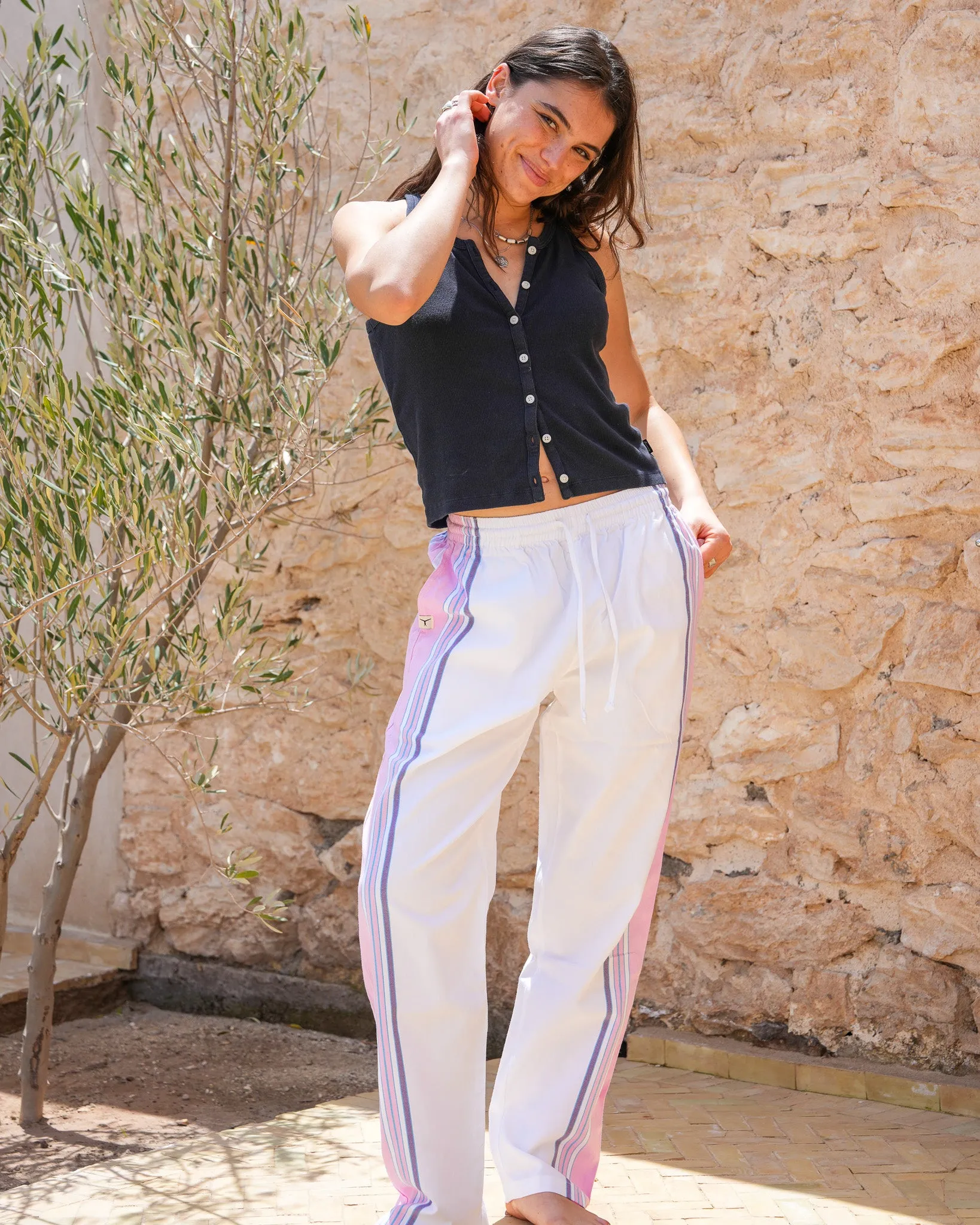 White & Pink Classic Lounge Pants