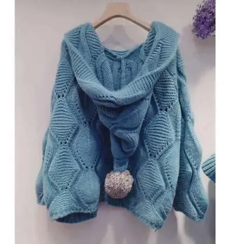 Women's Hat Knitted Cardigan Jacket Sweatshirt